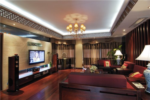 澳華裝飾中式風(fēng)格裝修效果圖,廣電蘭亭都薈中式風(fēng)格117平米三居室裝修設(shè)計圖片_樣板間_實景圖-搜房網(wǎng)裝修設(shè)計網(wǎng)