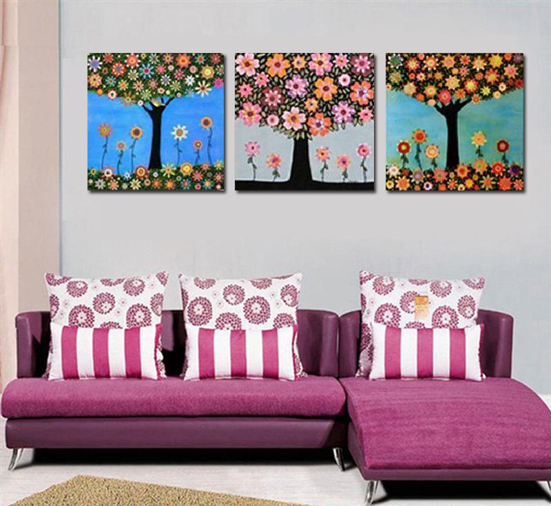 現(xiàn)代簡(jiǎn)約幸福樹(shù)發(fā)財(cái)樹(shù)裝飾畫(huà)無(wú)框畫(huà)客廳臥室壁畫(huà)墻畫(huà)掛畫(huà)三聯(lián)組畫(huà)